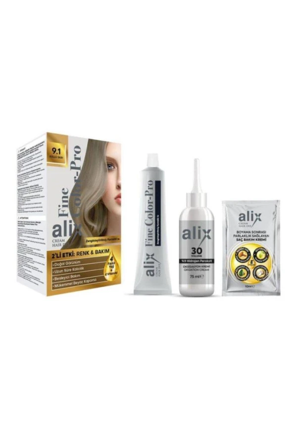 Alix Kit Saç Boyası 9.1 Küllü Sarı 50 ml