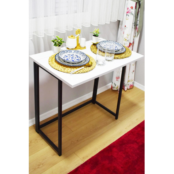 YüceerHome Katlanabilir Mutfak Masası Balkon Masası Çok Amaçlı Taşınabilir Ayakta Durabilen Katlanır Masa - 3