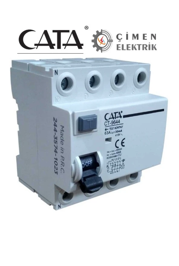 CATA CT 9644 4X63A 30mA 6kA Trifaze Kaçak Akım Rölesi