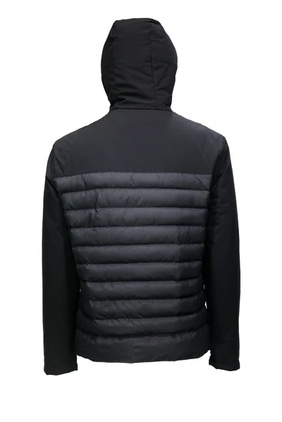 Erkek Kapüşonlu Göğüs Cepli Şişme Siyah Mont - 3