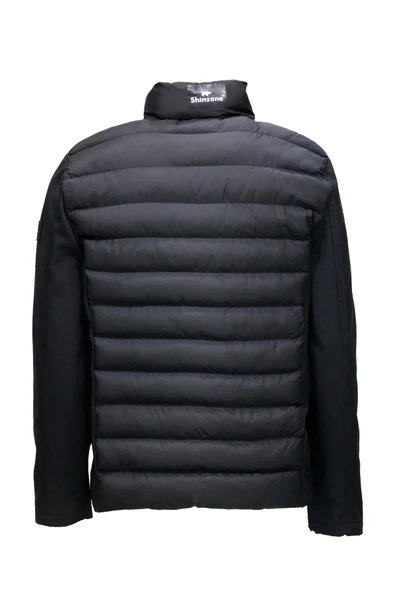 Erkek Dikyaka Kolu Softshell Şişme Siyah Mont - 2