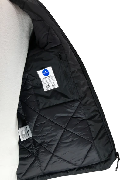 Erkek Kapitone Kapüşonlu iç Cepli Siyah Mont - 4