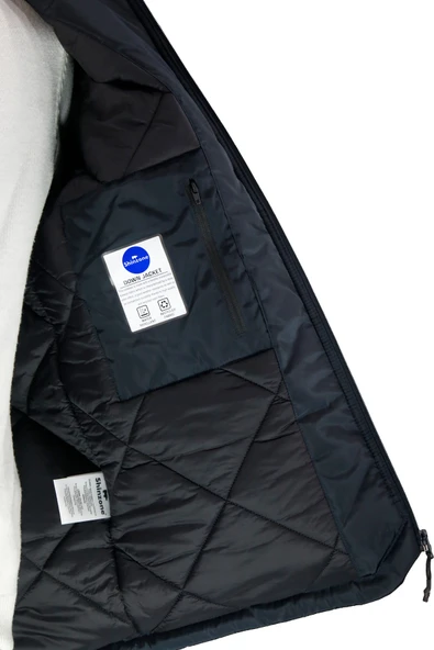 Erkek Kapitone Kapüşonlu iç Cepli Lacivert Mont - 4