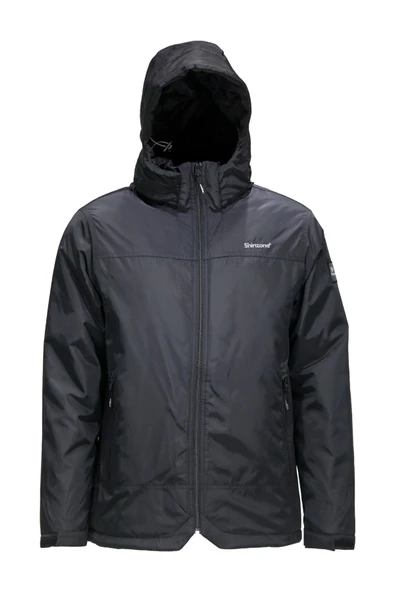 Erkek Kapitone Kapüşonlu iç Cepli Siyah Mont