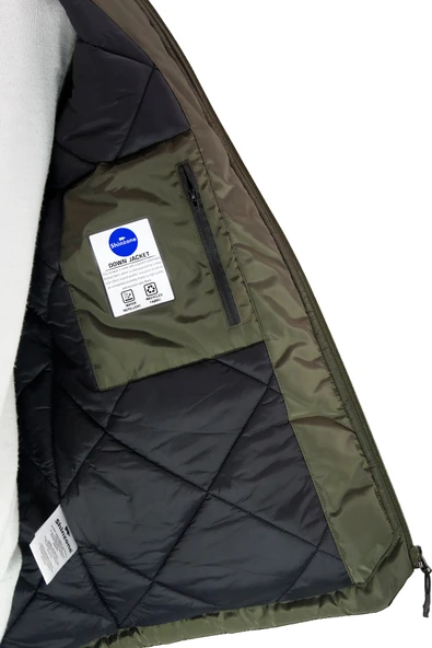 Erkek Kapitone Kapüşonlu iç Cepli Haki Mont - 4