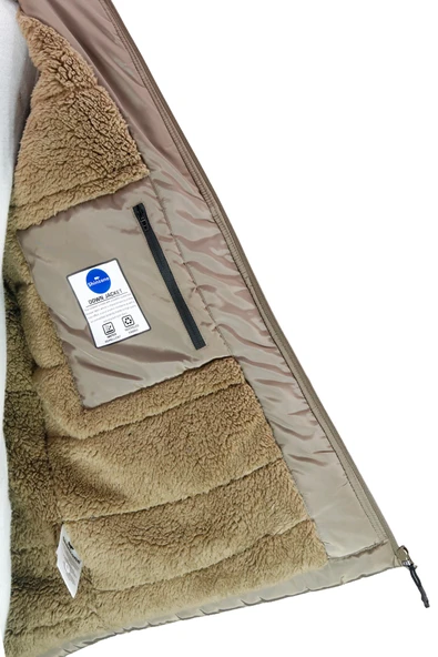 Erkek Kapitone Kapüşonlu içi Peluş Bej Mont - 4