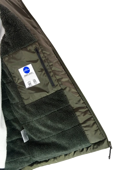 Erkek Kapitone Kapüşonlu içi Peluş Haki Mont - 4