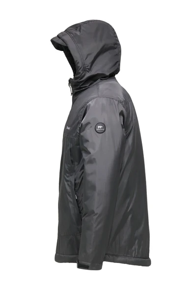 Erkek Kapitone Kapüşonlu içi Peluş Antrasit Mont - 3