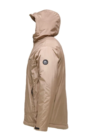 Erkek Kapitone Kapüşonlu içi Peluş Bej Mont - 2