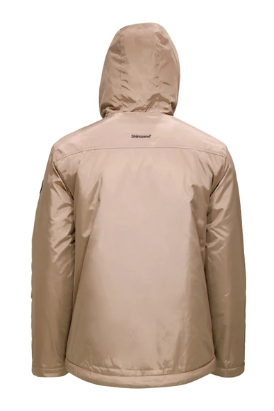 Erkek Kapitone Kapüşonlu içi Peluş Bej Mont - 3