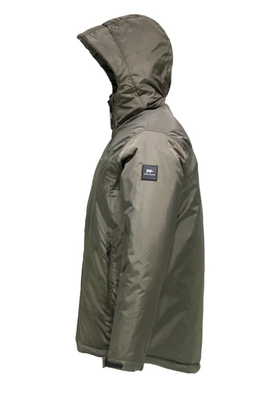 Erkek Kapitone Kapüşonlu iç Cepli Haki Mont - 3