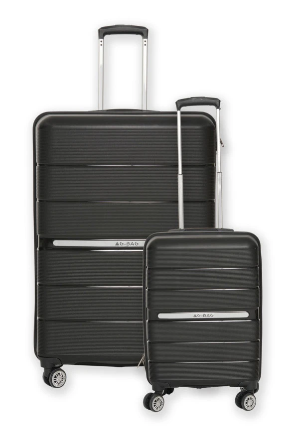 Kırılmaz Silikon PP(Polipropilen) 2 li Bavul & Valiz Seti Büyük Boy ve Küçük Kabin Boy-SİYAH