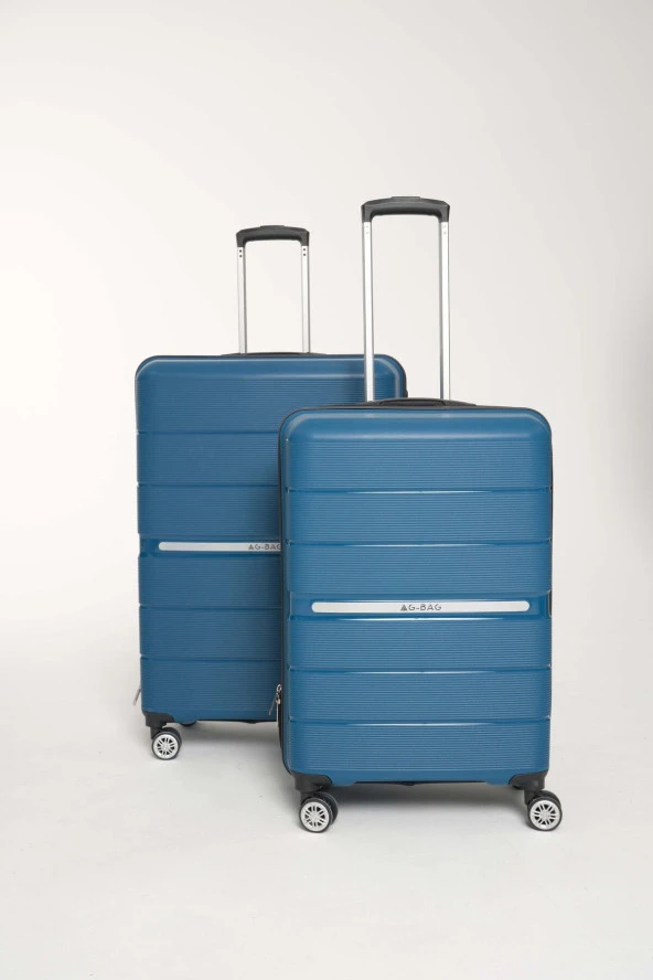 Kırılmaz Silikon PP(Polipropilen) 2 li Bavul & Valiz Seti Büyük Boy ve Orta Boy-MAVİ