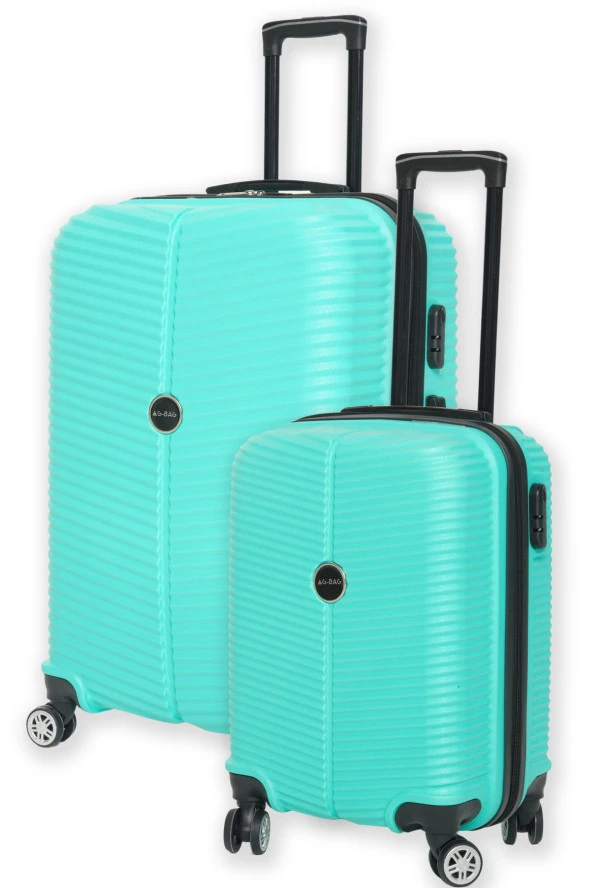 ABS Sert Plastik 2 li Bavul & Valiz Seti Büyük Boy + Küçük Kabin Boy Diana Serisi-TURKUAZ