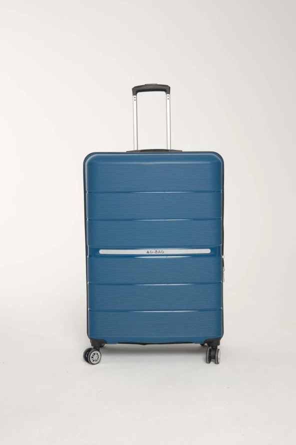 Kırılmaz Silikon PP(Polipropilen) Büyük Boy Bavul & Valiz Crius Serisi Seyahat Çantası-MAVİ