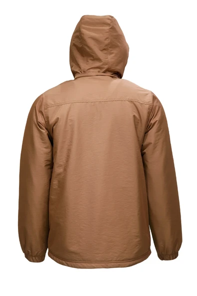 Erkek Kapitone Kapüşonlu içi Peluşlu Kahverengi Mont - 2