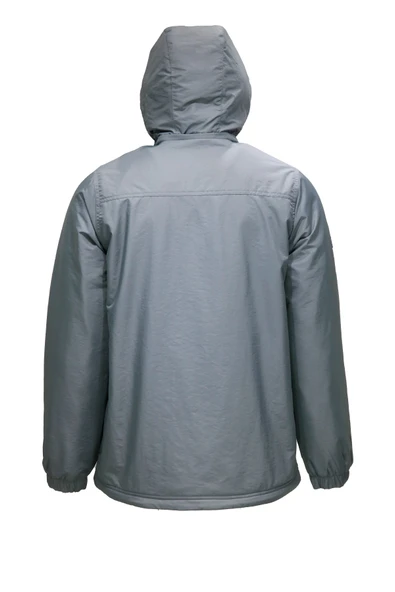 Erkek Kapitone Kapüşonlu içi Peluşlu Gri Mont - 3