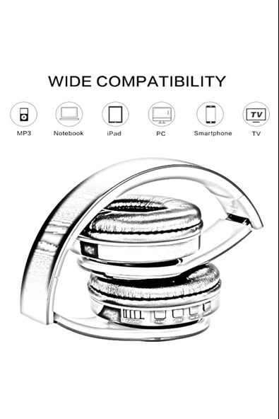 Bluetooth Kulaklık Radyolu Aux Girişli Hafıza Kartlı Kulak Üstü Bluetooth Kulaklık - 7