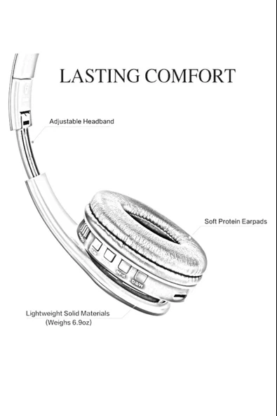 Bluetooth Kulaklık Radyolu Aux Girişli Hafıza Kartlı Kulak Üstü Bluetooth Kulaklık - 8