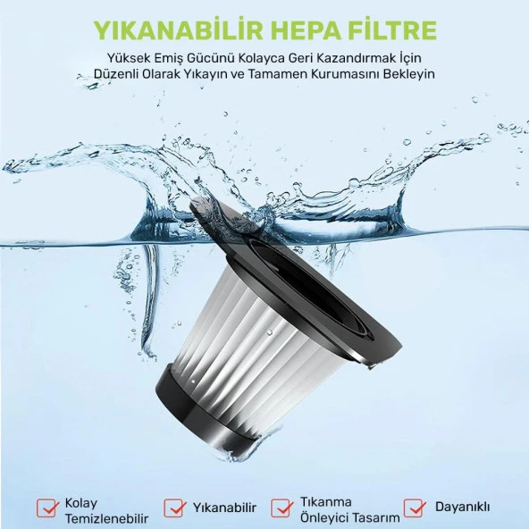 KOBB KBV12F 12V Araç Süpürgesi İçin Yedek HEPA Filtre - 5