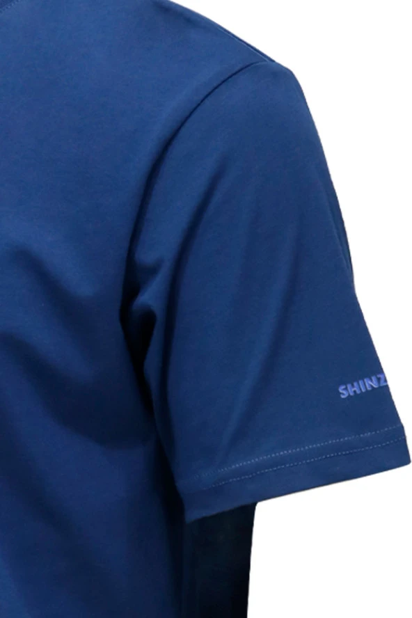 Erkek Bisiklet Yaka Standart Fit Göğüs Baskılı Koyu mavi T-Shirt - 3