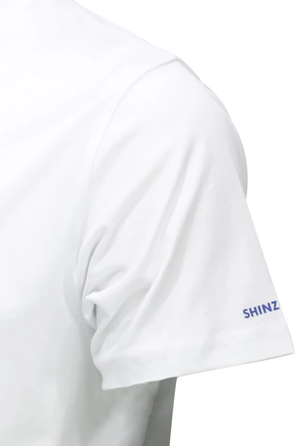 Erkek Bisiklet Yaka Standart Fit Göğüs Baskılı Beyaz T-Shirt - Resim 3