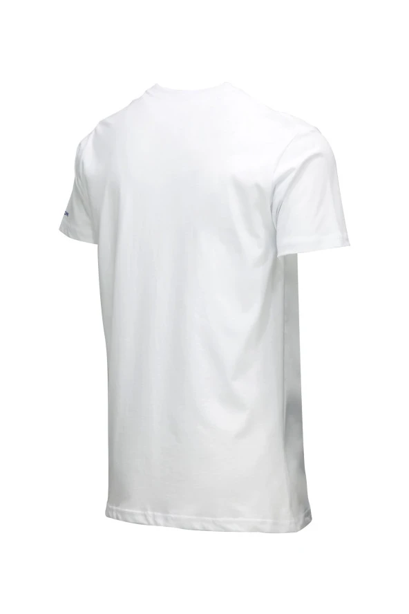 Erkek Bisiklet Yaka Standart Fit Göğüs Baskılı Beyaz T-Shirt - Resim 4