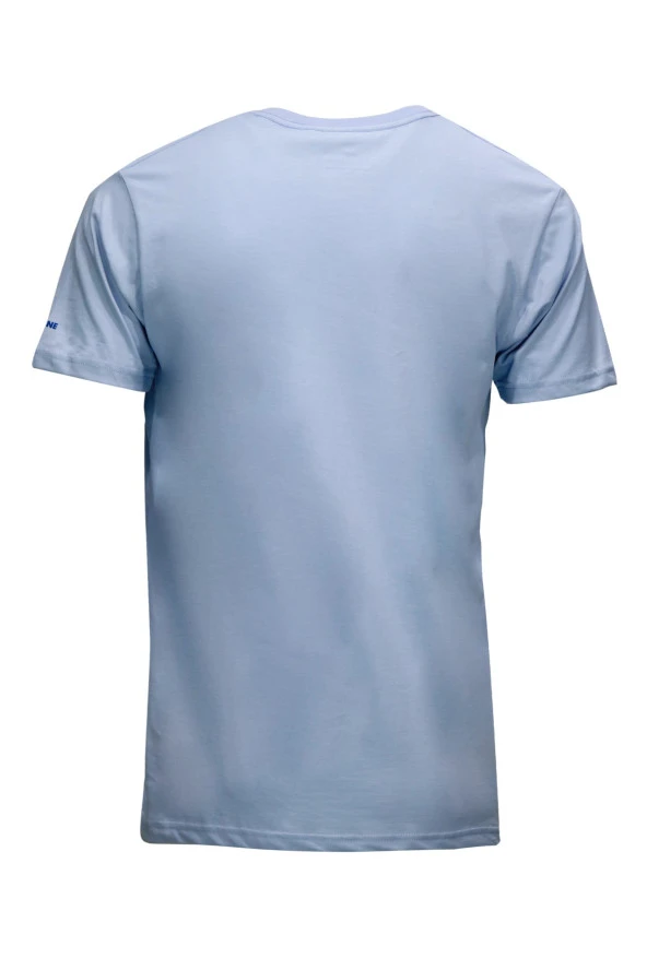 Erkek Bisiklet Yaka Standart Fit Shinzone Göğüs Baskılı Mavi T-Shirt - Resim 2