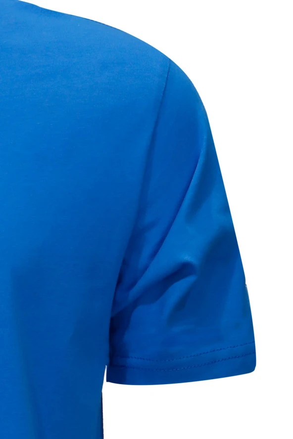 Erkek Bisiklet Yaka Standart Fit Shinzone Göğüs Baskılı Koyu mavi T-Shirt - 4
