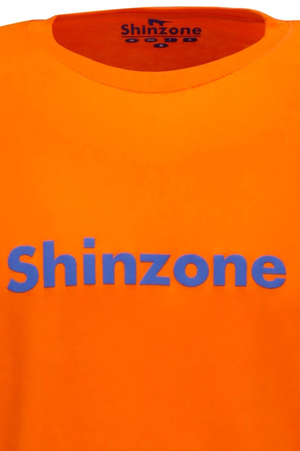 Erkek Bisiklet Yaka Standart Fit Shinzone Göğüs Baskılı Turuncu T-Shirt - 3