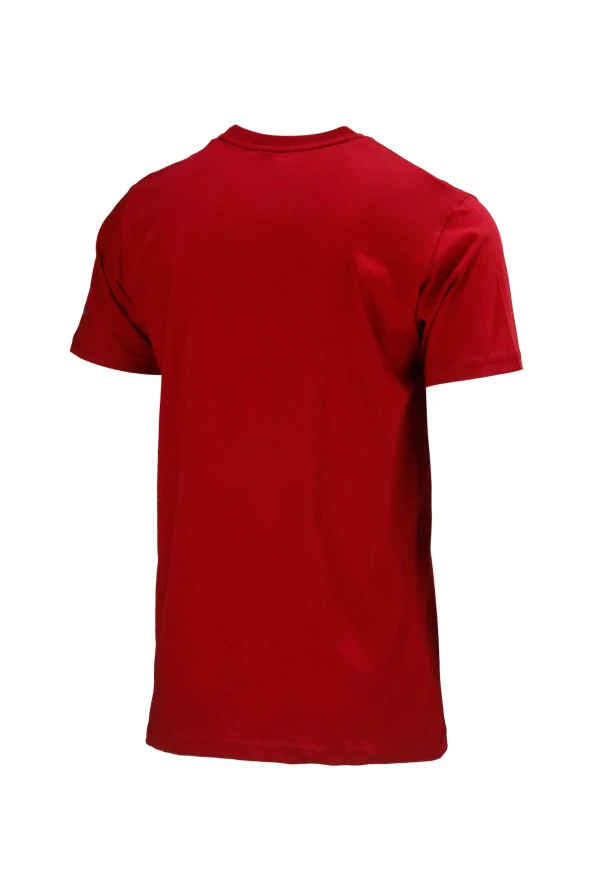 Erkek Bisiklet Yaka Standart Fit Discovery Göğüs Baskılı Bordo T-Shirt - Resim 4