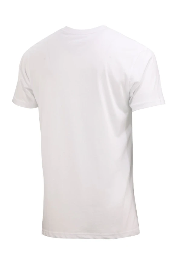 Erkek Bisiklet Yaka Standart Fit Kabartma Göğüs Baskılı Beyaz T-Shirt - 2