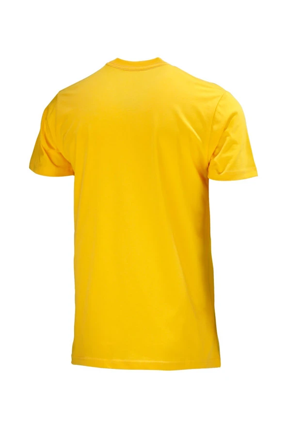Erkek Bisiklet Yaka Standart Fit Kabartma Göğüs Baskılı Sarı T-Shirt - 4