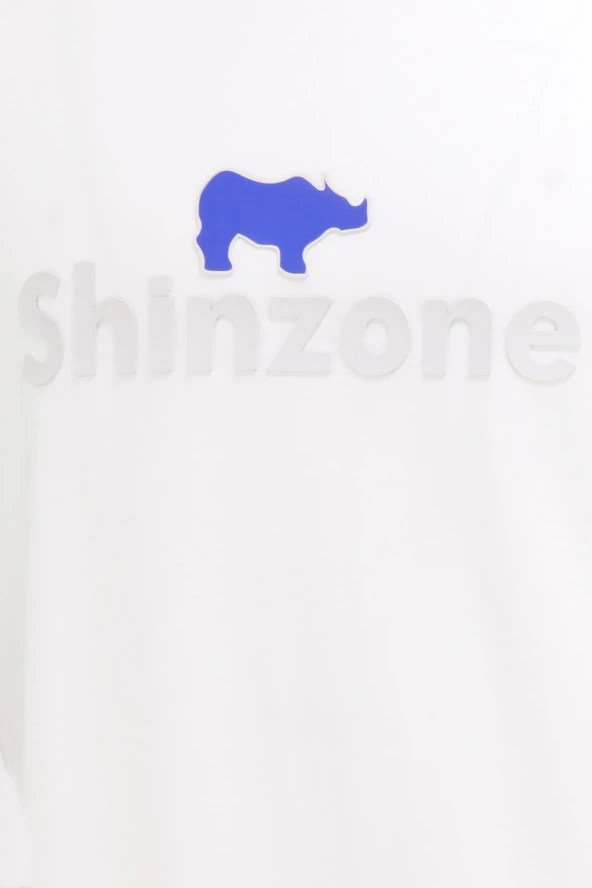 Erkek Bisiklet Yaka Standart Fit Kabartma Göğüs Baskılı Beyaz T-Shirt - 4