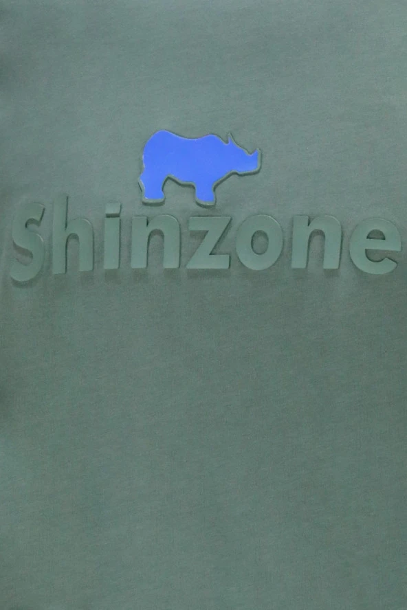 Erkek Bisiklet Yaka Standart Fit Kabartma Göğüs Baskılı Haki T-Shirt - 4