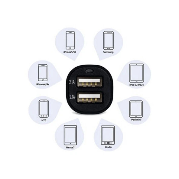 Çift USB Girişli 2.1 AMP Araç Çakmak Soketi - 3
