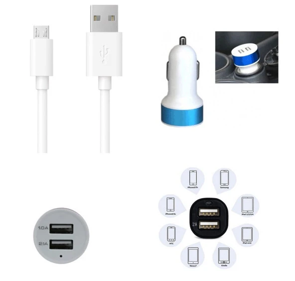 Çift USB Girişli 3.1 Çıkışlı Seyahat Seti Android / Micro Usb ürün görseli 1