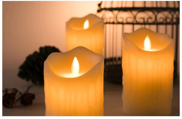 Alevli Led Mum Hareketli Alev Görünümlü Dekoratif Mum - 9Cm - 5