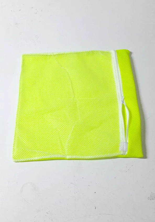 Sarı- Fermuarlı - Hassas Çamaşır Terlik  Ayakkabı Yıkama Filesi Büyük Boy - Resim 5