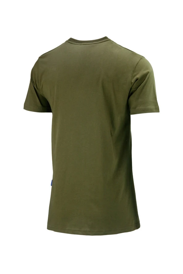 Erkek Bisiklet Yaka Standart Göğüs Baskılı Haki T-Shirt - 4