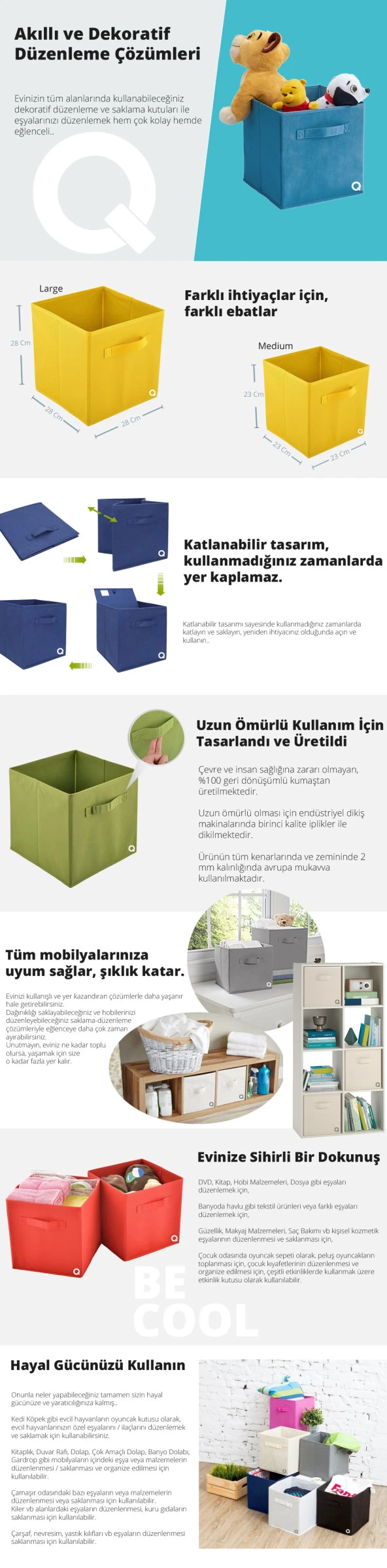 Çok Amaçlı Dolap İçi Düzenleyici Kutu - Mavi - 2