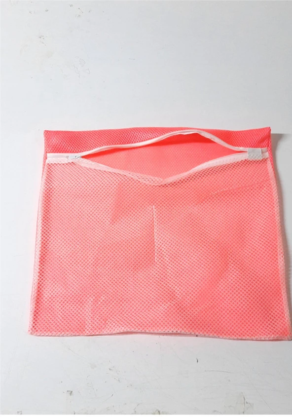 Pembe Fermuarlı - Hassas Çamaşır Terlik  Ayakkabı Yıkama Filesi Büyük Boy - Resim 3