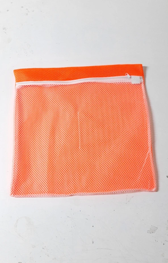 Turuncu - Fermuarlı - Hassas Çamaşır Terlik  Ayakkabı Yıkama Filesi Büyük Boy - Resim 3