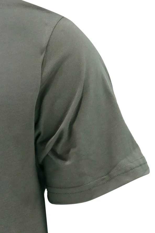 Erkek Bisiklet Yaka Standart Fit Haki T-Shirt - 3