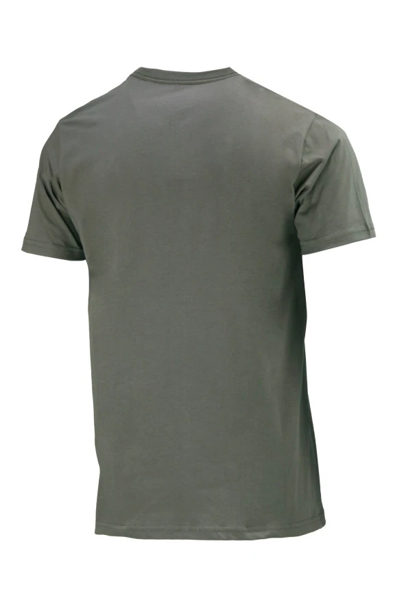 Erkek Bisiklet Yaka Standart Fit Haki T-Shirt - 4