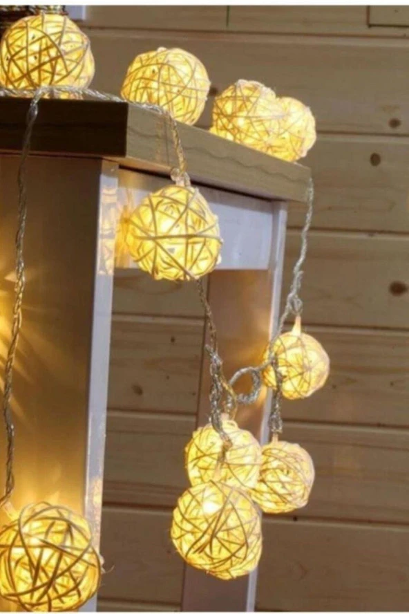 Hasır Toplar Led Işık 2 metre GÜN IŞIĞI Dekor Lambası - 2
