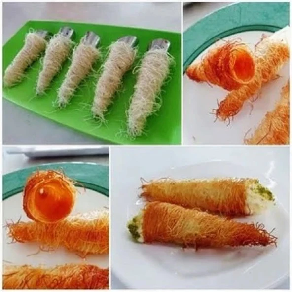 Kornet Kurabiye Şekil Verici - Paslanmaz  Korneo Kalıbı 6 lı - Resim 3