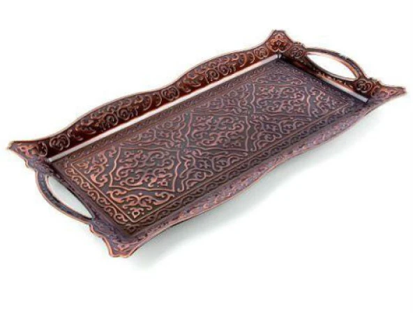 Osmanlı Motifli 2 Kişilik Servis Tepsisi - Bakır - 2