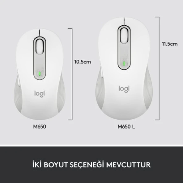 Logitech Signature M650 Küçük ve Orta Boy Sağ El Için Sessiz Kablosuz Mouse - Beyaz - 8