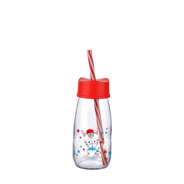 Pipetli Su Ve Süt Şişesi Cam 250 ML - Kırmızı - 2